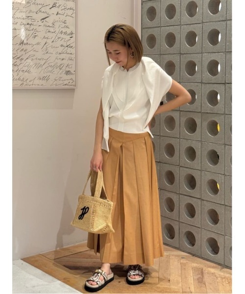 ESTNATION（エストネーション）の「ESTNATION / ハイウエスト ボックスタック プリーツスカート（スカート・レディース・ブラック/キャメル・36/38）」の11枚目の写真