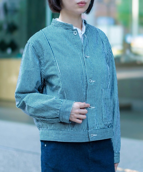 D.M.G.（ドミンゴ）の「[D.M.G / ディーエムジー] ヒッコリーデニム アーモンドジャケット（デニムジャケット・レディース・ブルー系その他・3/2）」の4枚目の写真