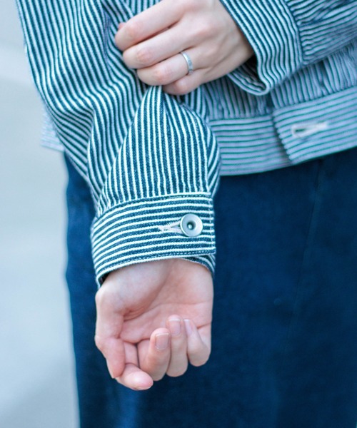 D.M.G.（ドミンゴ）の「[D.M.G / ディーエムジー] ヒッコリーデニム アーモンドジャケット（デニムジャケット・レディース・ブルー系その他・3/2）」の13枚目の写真