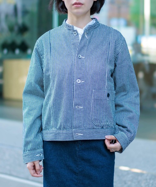 D.M.G / ディーエムジー] ヒッコリーデニム アーモンドジャケット