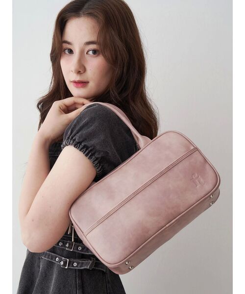 CALNAMUR(カルナムール)の「ヴィンテージフェイクレザーボストンバッグ(ボストンバッグ・レディース・ブラウン/ピンク・FREE)」の7枚目の写真