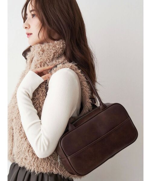 CALNAMUR(カルナムール)の「ヴィンテージフェイクレザーボストンバッグ(ボストンバッグ・レディース・ブラウン/ピンク・FREE)」の13枚目の写真