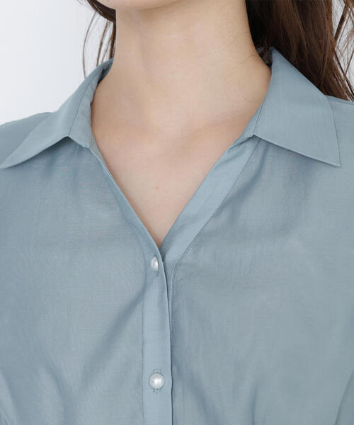 美品★マディソンブルー★パールボタンシャツワンピース★ベージュシャツワンピース MADISONBLUE - 美品☆マディソンブルー☆パールボタンシャツ