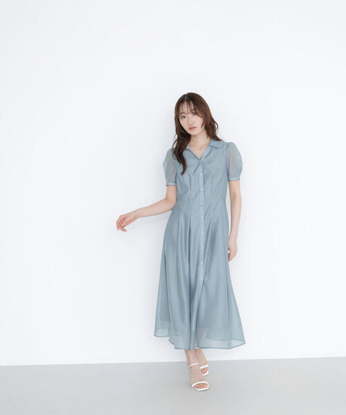 美品★マディソンブルー★パールボタンシャツワンピース★ベージュシャツワンピース MADISONBLUE - 美品☆マディソンブルー☆パールボタンシャツ