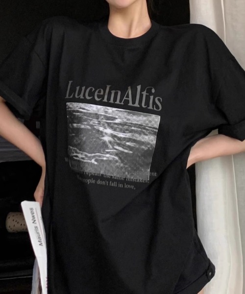 SHEPP(シープ)の「ルーズシルエット フォトプリント Tシャツ(Tシャツ/カットソー・メンズ・ブラック/ホワイト・XL/L/M)」の1枚目の写真