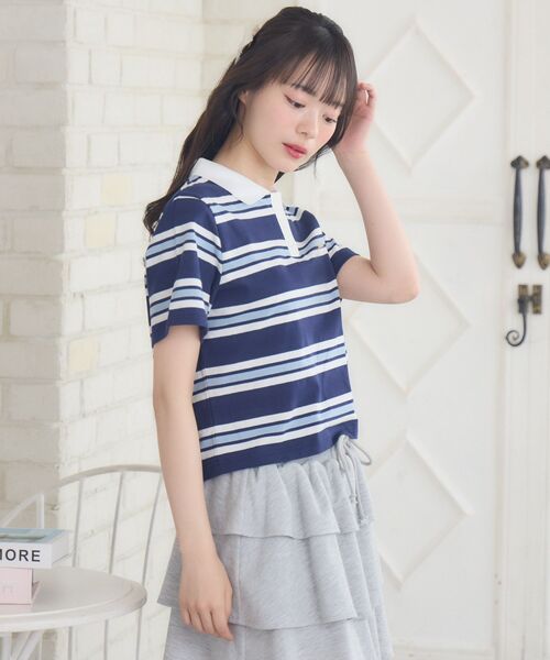 tシャツ マルチボーダーポロシャツ レディース FREAK'S STORE tシャツ マルチボーダー ポロシャツ レディース