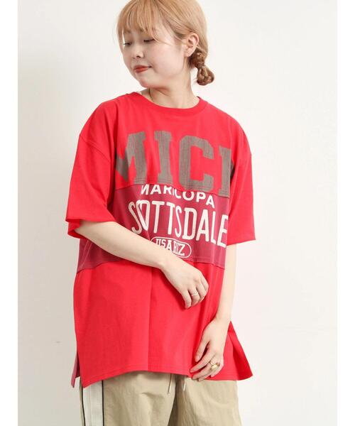 SM2（エスエムツー）の「[接触冷感]リメイク風Tシャツ（Tシャツ/カットソー・レディース・オフホワイト/ブラック/ブルー/レッド・F）」の4枚目の写真