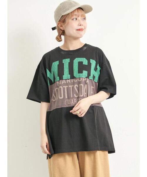 SM2（エスエムツー）の「[接触冷感]リメイク風Tシャツ（Tシャツ/カットソー・レディース・オフホワイト/ブラック/ブルー/レッド・F）」の2枚目の写真