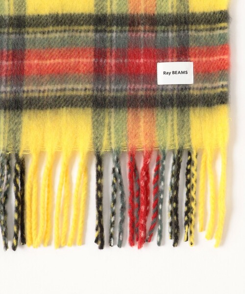 Ray BEAMS（レイビームス）の「チェック マフラー（マフラー・レディース・イエロー/オフホワイト・ONE SIZE）」の4枚目の写真