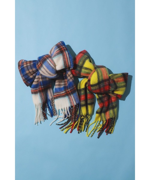 Ray BEAMS（レイビームス）の「チェック マフラー（マフラー・レディース・イエロー/オフホワイト・ONE SIZE）」の2枚目の写真