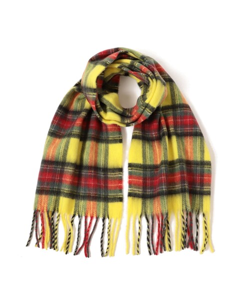 Ray BEAMS（レイビームス）の「チェック マフラー（マフラー・レディース・イエロー/オフホワイト・ONE SIZE）」の3枚目の写真