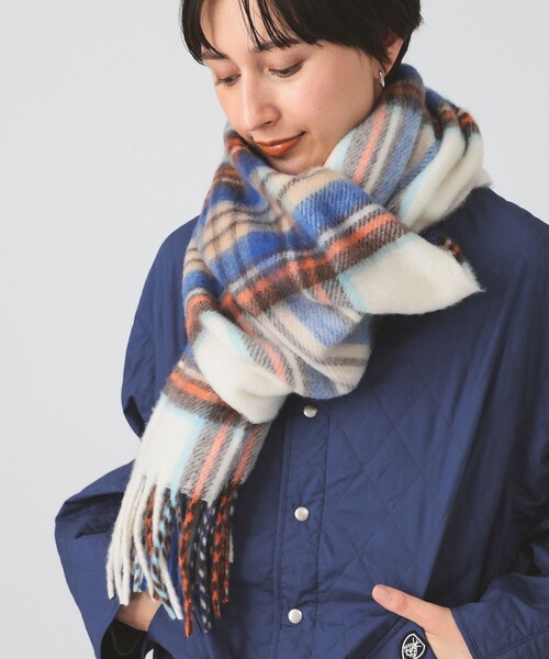 Ray BEAMS（レイビームス）の「チェック マフラー（マフラー・レディース・イエロー/オフホワイト・ONE SIZE）」の13枚目の写真