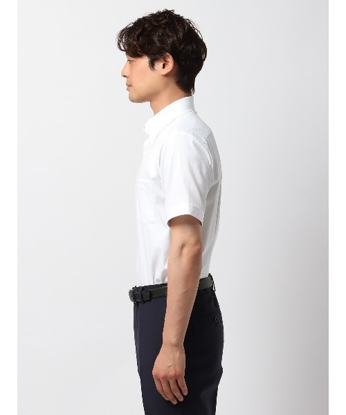 SUIT SQUARE（スーツスクエア）の「最高シャツ 半袖ワイシャツ ノンアイロンストレッチ ボタンダウンカラー BASIC ドレスシャツ（ビジネスシャツ・メンズ・ネイビー系/ブルー系2/ブルー系1/ホワイト系・S/M/L/LL）」の11枚目の写真