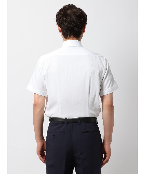 SUIT SQUARE（スーツスクエア）の「最高シャツ 半袖ワイシャツ ノンアイロンストレッチ ボタンダウンカラー BASIC ドレスシャツ（ビジネスシャツ・メンズ・ネイビー系/ブルー系2/ブルー系1/ホワイト系・S/M/L/LL）」の10枚目の写真