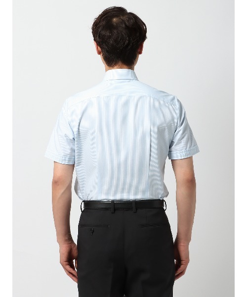 SUIT SQUARE（スーツスクエア）の「最高シャツ 半袖ワイシャツ ノンアイロンストレッチ ボタンダウンカラー BASIC ドレスシャツ（ビジネスシャツ・メンズ・ネイビー系/ブルー系2/ブルー系1/ホワイト系・S/M/L/LL）」の22枚目の写真