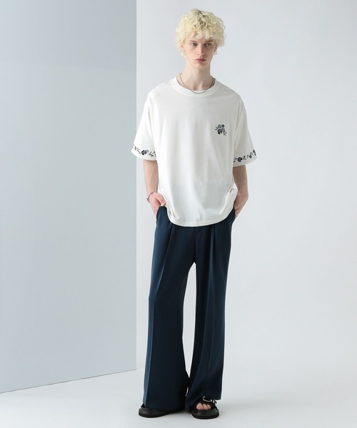 HARE(ハレ)の「フラワーシシュウカットソー(HARE)(Tシャツ/カットソー・メンズ・ホワイト/ブラック/ブラウン・SMALL/MEDIUM)」の10枚目の写真