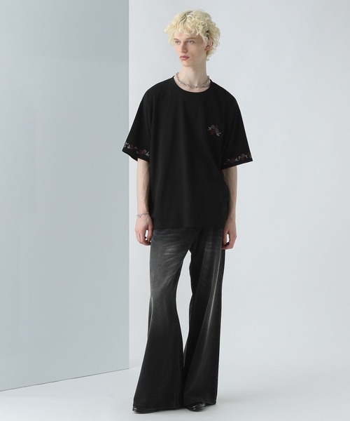 HARE(ハレ)の「フラワーシシュウカットソー(HARE)(Tシャツ/カットソー・メンズ・ホワイト/ブラック/ブラウン・SMALL/MEDIUM)」の12枚目の写真