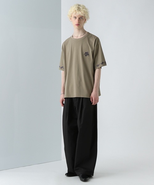 HARE(ハレ)の「フラワーシシュウカットソー(HARE)(Tシャツ/カットソー・メンズ・ホワイト/ブラック/ブラウン・SMALL/MEDIUM)」の15枚目の写真