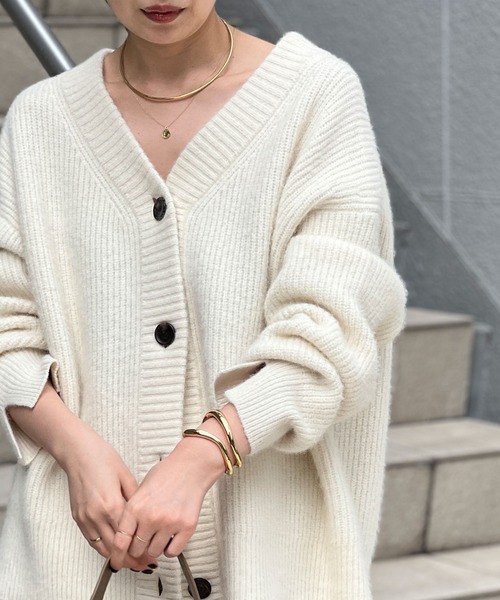 【新品】ガラルダギャランテ　ファーVネックカーディガン　モカ GALLARDAGALANTE ニット セーター ファーVネックカーディガン