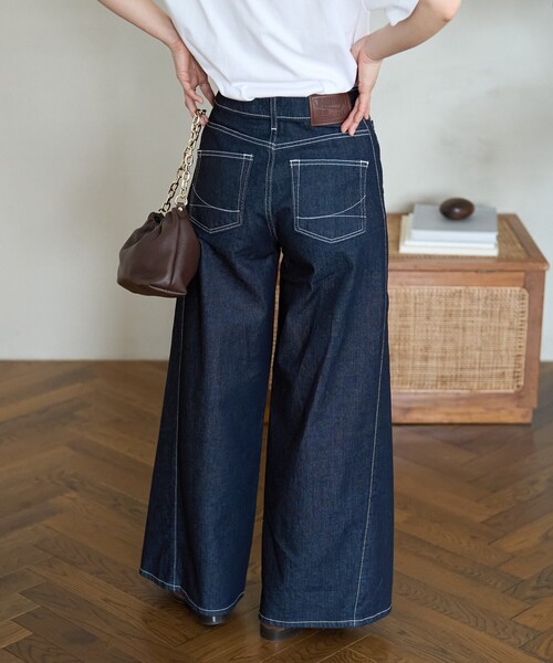 FREAK'S STORE（フリークスストア）の「SOMETHING/サムシング 別注 SIDE PANEL BAGGY/サイドパネルバギー/バギーデニム/ワイドデニム（デニムパンツ・レディース・サックスブルー/ネイビー・SMALL/MEDIUM）」の10枚目の写真