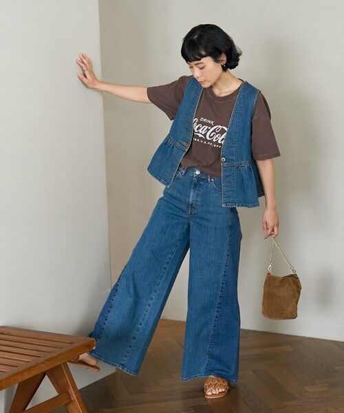 FREAK'S STORE（フリークスストア）の「SOMETHING/サムシング 別注 SIDE PANEL BAGGY/サイドパネルバギー/バギーデニム/ワイドデニム（デニムパンツ・レディース・サックスブルー/ネイビー・SMALL/MEDIUM）」の14枚目の写真