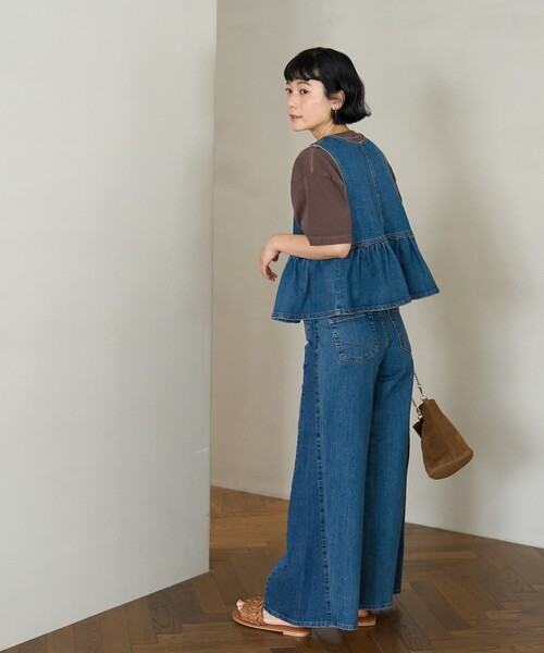 FREAK'S STORE（フリークスストア）の「SOMETHING/サムシング 別注 SIDE PANEL BAGGY/サイドパネルバギー/バギーデニム/ワイドデニム（デニムパンツ・レディース・サックスブルー/ネイビー・SMALL/MEDIUM）」の17枚目の写真