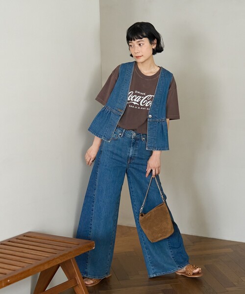 FREAK'S STORE（フリークスストア）の「SOMETHING/サムシング 別注 SIDE PANEL BAGGY/サイドパネルバギー/バギーデニム/ワイドデニム（デニムパンツ・レディース・サックスブルー/ネイビー・SMALL/MEDIUM）」の19枚目の写真