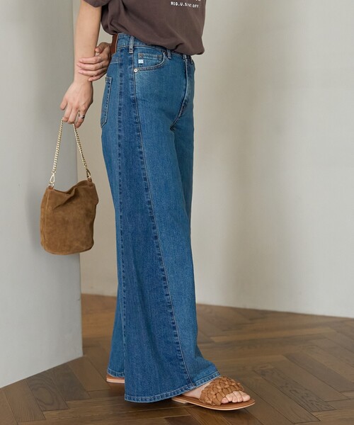 FREAK'S STORE（フリークスストア）の「SOMETHING/サムシング 別注 SIDE PANEL BAGGY/サイドパネルバギー/バギーデニム/ワイドデニム（デニムパンツ・レディース・サックスブルー/ネイビー・SMALL/MEDIUM）」の21枚目の写真