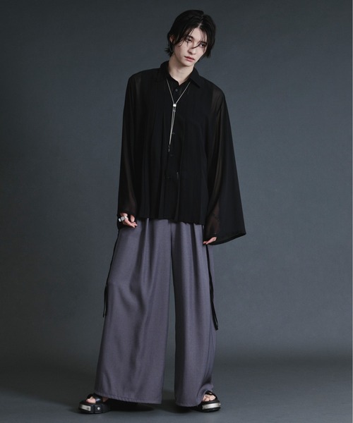 Ellno Loset(エルノロゼット)の「コードスリーブプリーツシアーシャツ(シャツ/ブラウス・メンズ・オフホワイト/ブルー/ブラック・SMALL/MEDIUM/LARGE)」の20枚目の写真