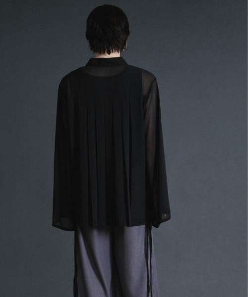 Ellno Loset(エルノロゼット)の「コードスリーブプリーツシアーシャツ(シャツ/ブラウス・メンズ・オフホワイト/ブルー/ブラック・SMALL/MEDIUM/LARGE)」の14枚目の写真