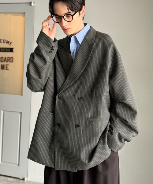 Classical Origin（クラシカルオリジン）の「【Classical Origin】「クラシックを、今の気分で羽織る。」袖タックカーブスリーブダブルテーラードオーバーサイズジャケット/Tucked curved sleeve double-breasted tailored oversized jacket（テーラードジャケット・メンズ・ブラック/グレー系その他・LARGE/MEDIUM/X-LARGE）」の22枚目の写真