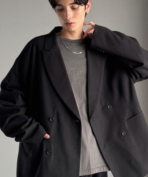 Classical Origin（クラシカルオリジン）の「【Classical Origin】「クラシックを、今の気分で羽織る。」袖タックカーブスリーブダブルテーラードオーバーサイズジャケット/Tucked curved sleeve double-breasted tailored oversized jacket（テーラードジャケット・メンズ・ブラック/グレー系その他・LARGE/MEDIUM/X-LARGE）」の12枚目の写真