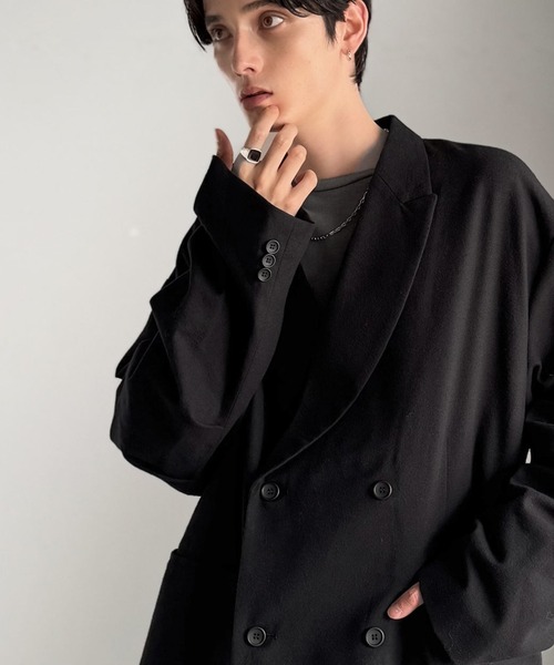 Classical Origin（クラシカルオリジン）の「【Classical Origin】「クラシックを、今の気分で羽織る。」袖タックカーブスリーブダブルテーラードオーバーサイズジャケット/Tucked curved sleeve double-breasted tailored oversized jacket（テーラードジャケット・メンズ・ブラック/グレー系その他・LARGE/MEDIUM/X-LARGE）」の15枚目の写真