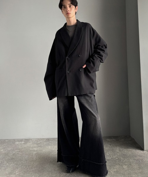 Classical Origin（クラシカルオリジン）の「【Classical Origin】「クラシックを、今の気分で羽織る。」袖タックカーブスリーブダブルテーラードオーバーサイズジャケット/Tucked curved sleeve double-breasted tailored oversized jacket（テーラードジャケット・メンズ・ブラック/グレー系その他・LARGE/MEDIUM/X-LARGE）」の16枚目の写真