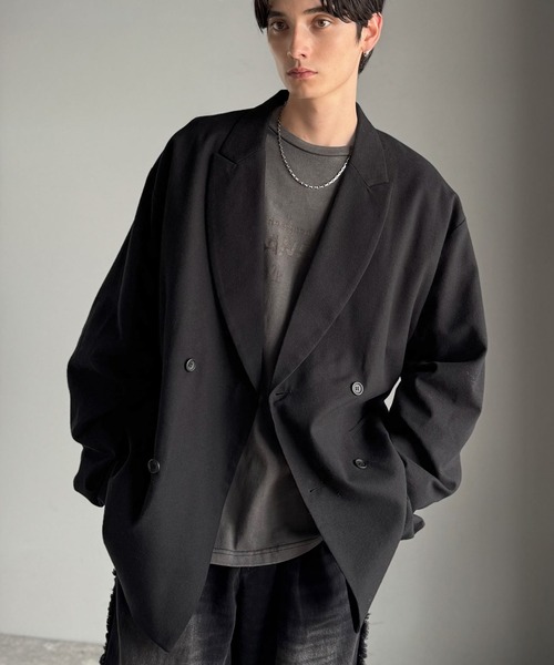 Classical Origin（クラシカルオリジン）の「【Classical Origin】「クラシックを、今の気分で羽織る。」袖タックカーブスリーブダブルテーラードオーバーサイズジャケット/Tucked curved sleeve double-breasted tailored oversized jacket（テーラードジャケット・メンズ・ブラック/グレー系その他・LARGE/MEDIUM/X-LARGE）」の11枚目の写真