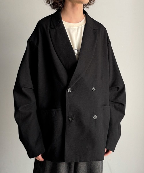Classical Origin（クラシカルオリジン）の「【Classical Origin】「クラシックを、今の気分で羽織る。」袖タックカーブスリーブダブルテーラードオーバーサイズジャケット/Tucked curved sleeve double-breasted tailored oversized jacket（テーラードジャケット・メンズ・ブラック/グレー系その他・LARGE/MEDIUM/X-LARGE）」の9枚目の写真