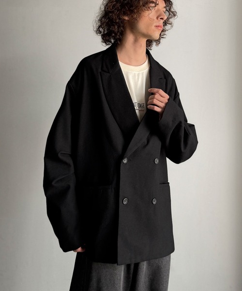 Classical Origin（クラシカルオリジン）の「【Classical Origin】「クラシックを、今の気分で羽織る。」袖タックカーブスリーブダブルテーラードオーバーサイズジャケット/Tucked curved sleeve double-breasted tailored oversized jacket（テーラードジャケット・メンズ・ブラック/グレー系その他・LARGE/MEDIUM/X-LARGE）」の8枚目の写真