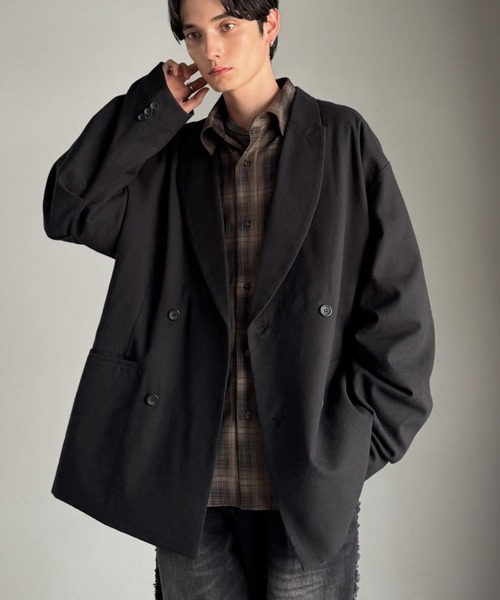 Classical Origin（クラシカルオリジン）の「【Classical Origin】「クラシックを、今の気分で羽織る。」袖タックカーブスリーブダブルテーラードオーバーサイズジャケット/Tucked curved sleeve double-breasted tailored oversized jacket（テーラードジャケット・メンズ・ブラック/グレー系その他・LARGE/MEDIUM/X-LARGE）」の10枚目の写真