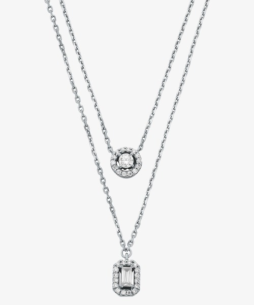 ミックス ストーン パヴェ ダブル レイヤー ペンダント