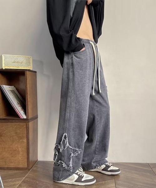 B.R.U（ブル）の「星デザインヴィンテージデニムパンツ（デニムパンツ・メンズ・ブルー/ブラック・FREE）」の3枚目の写真