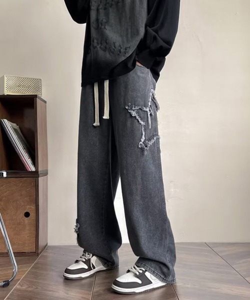 B.R.U（ブル）の「星デザインヴィンテージデニムパンツ（デニムパンツ・メンズ・ブルー/ブラック・FREE）」の4枚目の写真