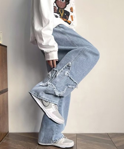 B.R.U（ブル）の「星デザインヴィンテージデニムパンツ（デニムパンツ・メンズ・ブルー/ブラック・FREE）」の10枚目の写真