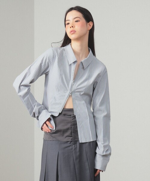 Ray BEAMS ストライプジップシャツ ストライプ ジップ シャツ（シャツ/ブラウス）｜Ray BEAMS（レイ