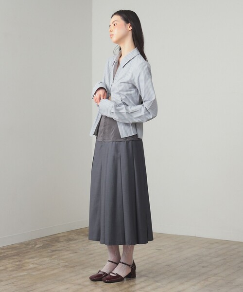 Ray BEAMS(レイビームス)の「ストライプ ジップ シャツ(シャツ/ブラウス・レディース・サックスブルー/ベージュ・ONE SIZE)」の15枚目の写真