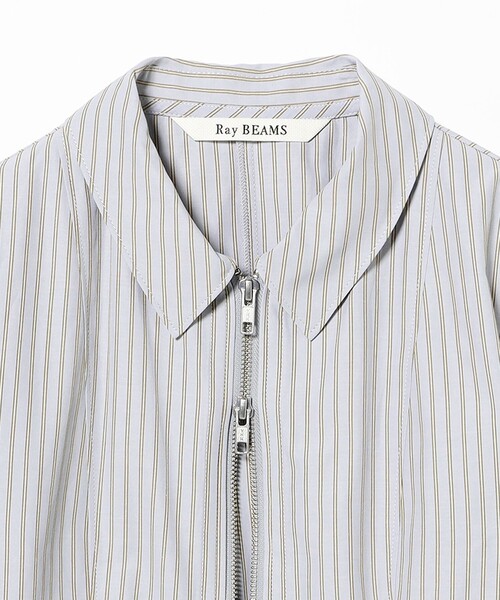 Ray BEAMS ストライプジップシャツ Ray BEAMS（レイ ビームス）ストライプ ジップ シャツ（シャツ