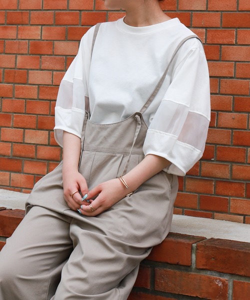 libelle more(リベル モア)の「オーガンジー切り替えランタンスリーブプルオーバー(Tシャツ/カットソー・レディース・ボルドー/ブラック/オフホワイト/チャコールグレー・L/M)」の7枚目の写真