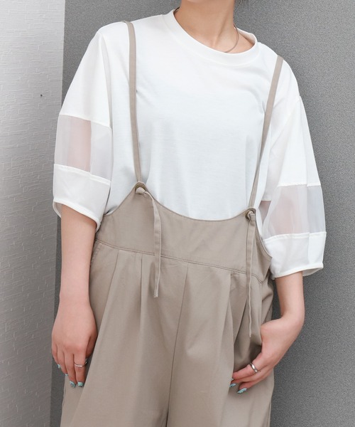 libelle more(リベル モア)の「オーガンジー切り替えランタンスリーブプルオーバー(Tシャツ/カットソー・レディース・ボルドー/ブラック/オフホワイト/チャコールグレー・L/M)」の10枚目の写真