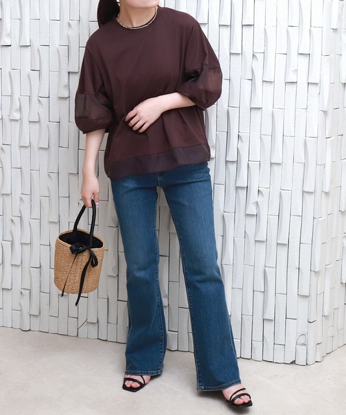 libelle more(リベル モア)の「オーガンジー切り替えランタンスリーブプルオーバー(Tシャツ/カットソー・レディース・ボルドー/ブラック/オフホワイト/チャコールグレー・L/M)」の20枚目の写真