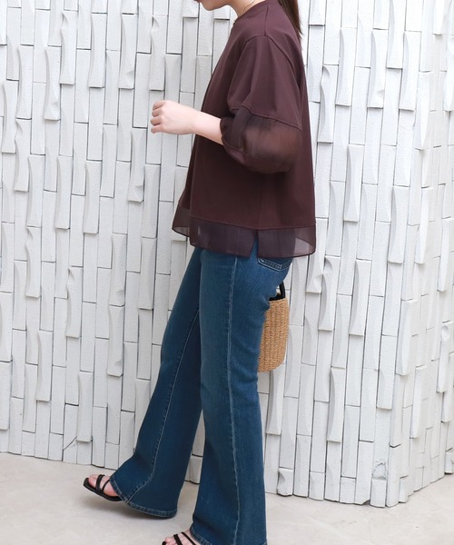 libelle more(リベル モア)の「オーガンジー切り替えランタンスリーブプルオーバー(Tシャツ/カットソー・レディース・ボルドー/ブラック/オフホワイト/チャコールグレー・L/M)」の18枚目の写真