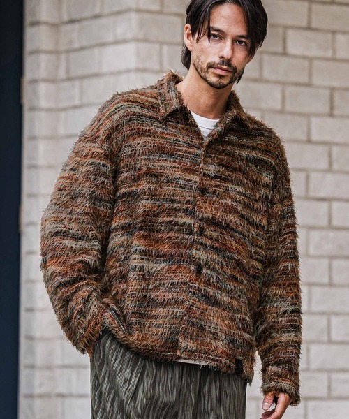 CAMBIO（カンビオ）の「ms6187-Mohair Knit Like Multi Color Shirts ニットシャツ（シャツ/ブラウス・メンズ・ブラウン/グリーン・M/L）」の2枚目の写真